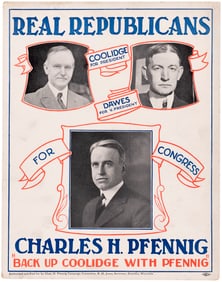 COOLIDGE, DAWES & PFENNIG 1924 WISCONSIN CONGRESSIONAL COATTAIL POSTER.