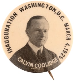 COOLIDGE RARE INAUGURATION PORTRAIT BUTTON.