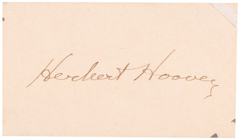 HERBERT HOOVER 31ST PRESIDENT OF THE UNITED STATES SIGNED CARD.