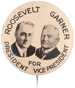 ROOSEVELT & GARNER LITHO JUGATE BUTTON HAKE #5.