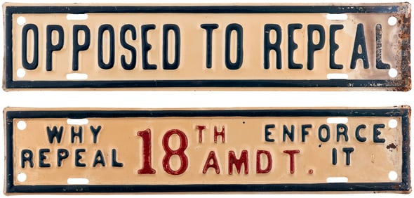 PROHIBITION ANTI-REPEAL LICENSE PLATE ATTACHMENT PAIR.