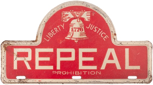 REPEAL PROHIBITION 1776 LIBERTY BELL MOTIF LICENSE PLATE ATTACHMENT.