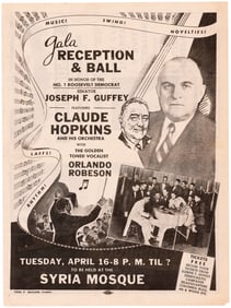 ROOSEVELT & GUFFEY "PROGRESSIVE YOUNG COLORED DEMOCRATS" HANDBILL.