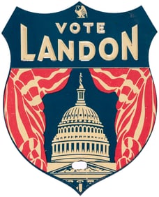 VOTE LANDON FIGURAL SHIELD CAPITOL DOME LICENSE PLATE ATTACHMENT.