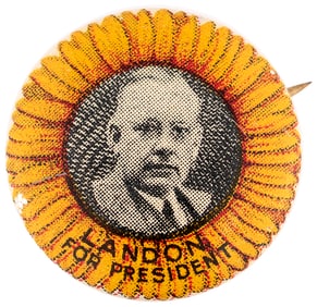 LANDON FOR PRESIDENT SCARCE LITHO BUTTON HAKE #48.