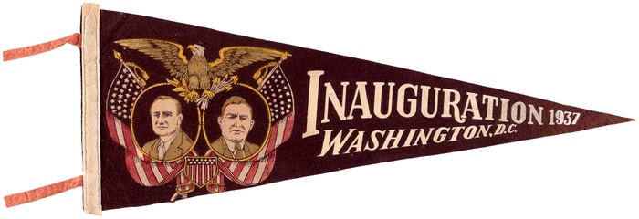 ROOSEVELT & GARNER "INAUGURATION WASHINGTON D.C. 1937" JUGATE PENNANT.