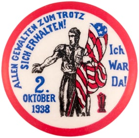 GERMAN AMERICAN BUND 1938 NEW JERSEY SINGLE DAY EVENT BUTTON.