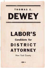 DEWEY "LABOR'S CANDIDATE FOR DISTRICT ATTORNEY" NEW YORK BOOKLET.
