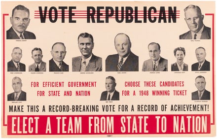 DEWEY & WARREN 1948 SOUTH DAKOTA MULTIGATE COATTAIL POSTER.