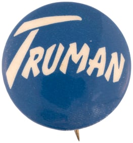 TRUMAN 1948 STYLIZED SCRIPT NAME BUTTON HAKE #60.