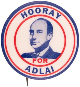 HOORAY FOR ADLAI STEVENSON PORTRAIT BUTTON HAKE #29.