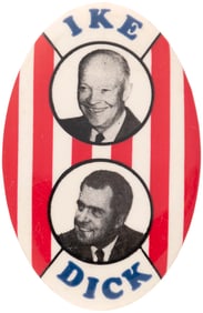 EISHENHOWER & NIXON OVAL JUGATE BUTTON AN IMPORTANT IKE RARITY HAKE #11.