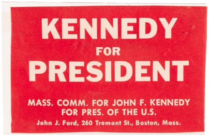 MASS. COMM. FOR JOHN F. KENNEDY FOR PRES OF THE U.S. 1960 BADGE.