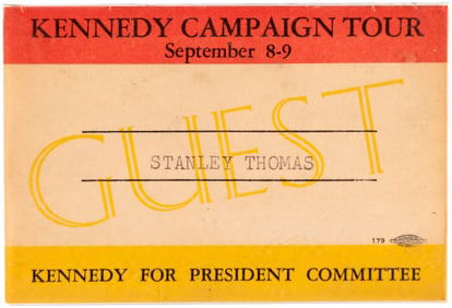 KENNEDY CAMPAIGN TOUR SEPTEMBER 8-9 1960 BADGE.