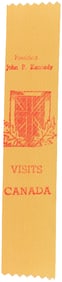 PRESIDENT KENNEDY VISITS CANADA SCARCE 1961 RIBBON.