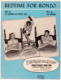 BEDTIME FOR BONZO 1951 SHEET MUSIC FEATURING RONALD REAGAN.