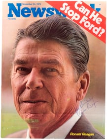 HAPPY BIRTHDAY RONALD REAGAN SIGNED NEWSWEEK COVER.