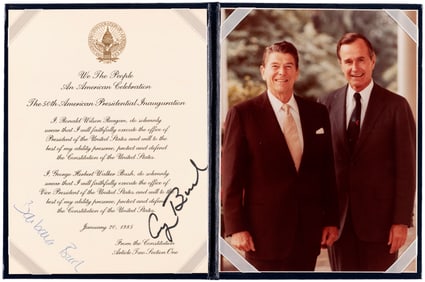 BARBARA & GEORGE H.W. BUSH SIGNED 1985 PRESIDENTIAL INAUGURAL FOLIO.
