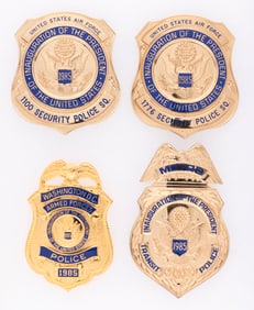 REAGAN QUARTET OF 1985 INAUGURATION ARMED SERVICES BADGES.