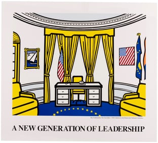 CLINTON 1992 "A NEW GENERATION OF LEADERSHIP" ROY LICHTENSTEIN POSTER.