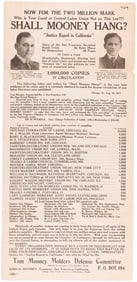 MOONEY & BILLINGS "SHALL MOONEY HANG?" LABOR BROADSIDE.