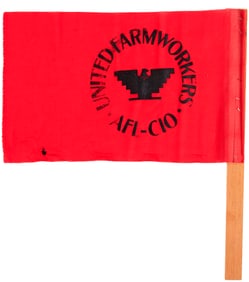 UNITED FARM WORKERS AFL-CIO HAND SCREENED LABOR FLAG.