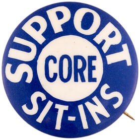 SUPPORT CORE SIT-INS SCARCE CIVIL RIGHTS BUTTON.