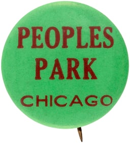 PEOPLES PARK CHICAGO 1968 DNC ANTI-VIETNAM WAR BUTTON.