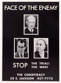 FACE OF THE ENEMY HOFFMAN, NIXON AND DALEY CHICAGO 7 TRIAL POSTER.