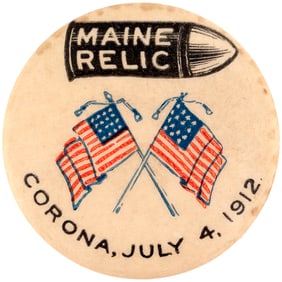 USS MAINE BATTLESHIP “RELIC” NY JULY 4, 1912 CELEBRATION BUTTON.