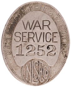 NEW LONDON SHIP & ENGINE CO. WAR SERVICE BADGE.
