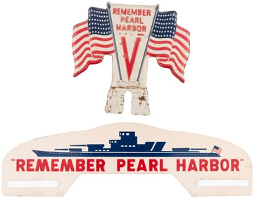 REMEMBER PEARL HARBOR LICENSE PLATE ATTACHMENT PAIR.