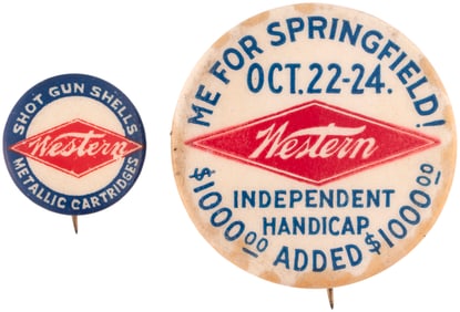 WESTERN SHOT GUN SHELLS PAIR OF BUTTONS.