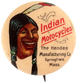 INDIAN MOTORCYCLES CHOICE COLOR LOGO C. 1910 BUTTON.
