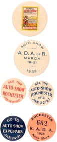 ROCHESTER, N.Y 12 BUTTONS FOR AUTO CLUBS, SHOWS AND MAKERS.