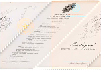 1965 "TEXAS INAUGURAL" MULTI-SIGNED SOUVENIR PROGRAM WITH GOVERNOR CONNALLY, ALAN SHEPARD & OTHERS.