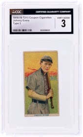 1919 T213 COUPON CIGARETTES TYPE 3 JOHNNY EVERS (HOF) CGC 3 VG.