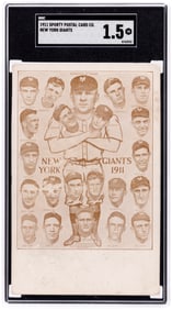 1911 SPORTY POSTAL CARD CO. NEW YORK GIANTS BASEBALL TEAM COMPOSITE POSTCARD W/THREE HOF’ERS