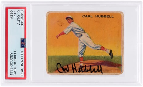 1933 R319 GOUDEY #230 CARL HUBBELL (HOF) PSA/DNA 1 POOR AUTOGRAPH 10.