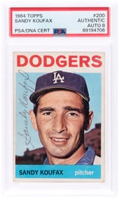1964 TOPPS #200 SANDY KOUFAX (HOF) PSA/DNA AUTHENTIC AUTOGRAPH 8.
