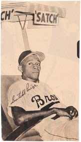SATCHEL PAIGE (HOF) SIGNED MAGAZINE CLIPPING.