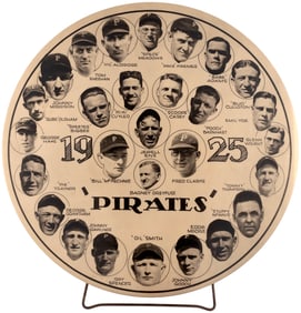 1925 PITTSBURGH PIRATES NATIONAL LEAGUE CHAMPIONS HUGE CELLULOID DISPLAY WITH SIX HOF'ERS.