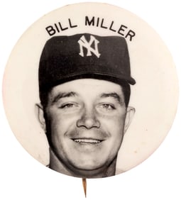 1950s BILL MILLER PM10 REAL PHOTO STADIUM BUTTON.