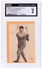 1946-47 PROPAGANDAS MONTIEL LOS REYES DEL DEPORTE #70 JIMMIE FOXX (HOF) CGC 2 GOOD.