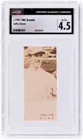 C. 1931 UNC BROMIDE LEFTY GROVE (HOF) JAPANESE BASEBALL CARD CGC 4.5 VG-EX+.
