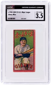 C1950 JCM125 U.S. MAJOR LEAGUE JOHNNY MIZE (HOF) CGC 3.5 VG+.