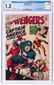 AVENGERS #4 MARCH 1964 CGC 1.5 FAIR/GOOD (FIRST SILVER AGE CAPTAIN AMERICA).