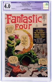 FANTASTIC FOUR #1 NOVEMBER 1961 CGC JSA AUTHENTIC AUTOGRAPH RESTORED 4.0 MODERATE (C-3) VG (FIRST