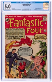 FANTASTIC FOUR #6 SEPTEMBER 1962 CGC 5.0 VG/FINE.
