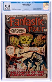FANTASTIC FOUR #8 NOVEMBER 1962 CGC 5.5 FINE- (FIRST PUPPET MASTER).